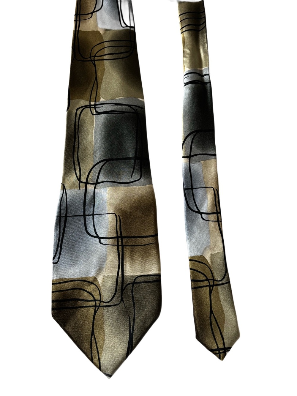 JERRY GARCIA “Scales” Tan, Light Blue & Black Design Extra Long Silk Tie